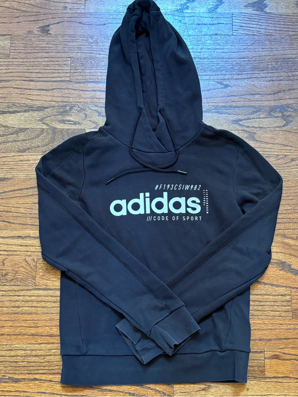 Adidas Black Pullover Hoodie with Logo Tag